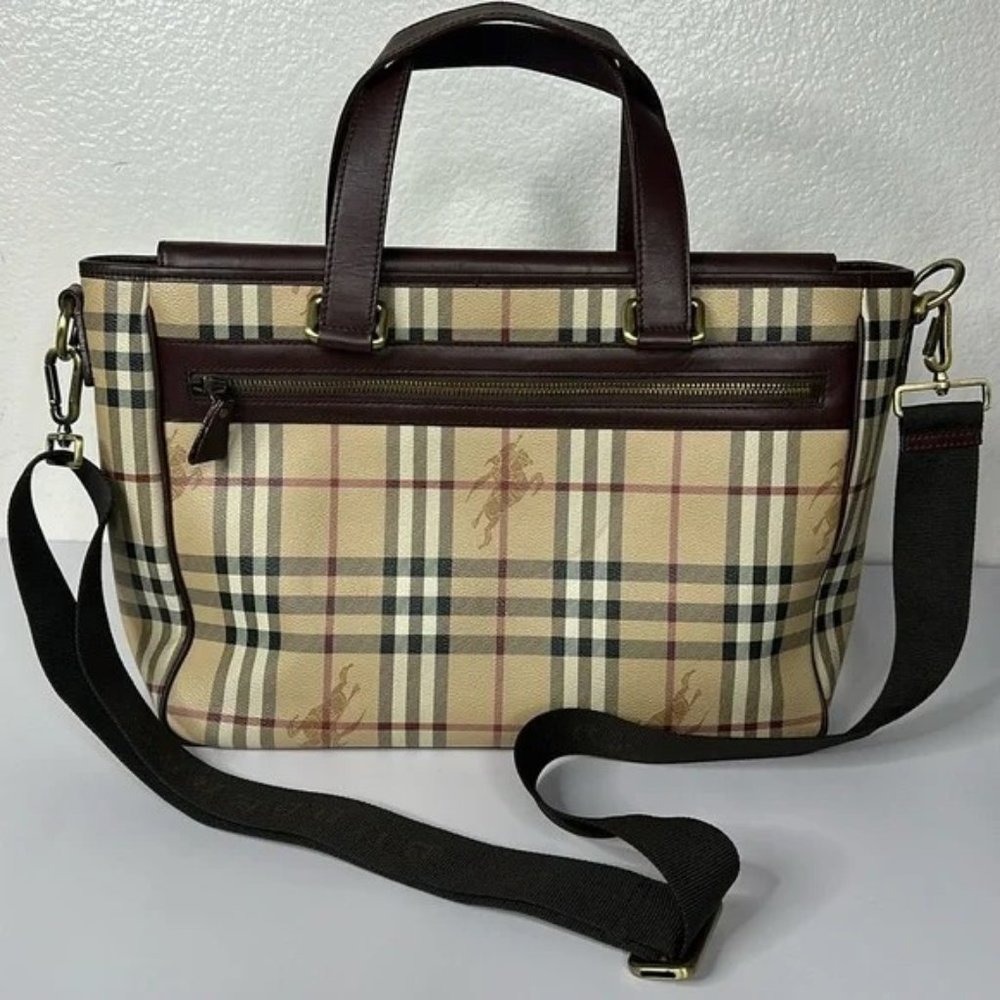 Burberry Haymarket PVC leather laptop bag